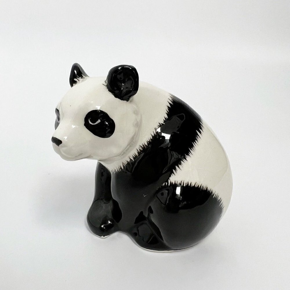 VTG Panda Bear Glazed Glossy Ceramic Porcelain Figurine - Picture 1 of 9